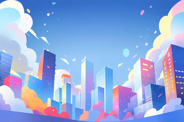 Double 11 e-commerce background picture, commercial building background illustration