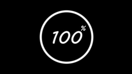 Science Loading white Circle Ring on black background. 100 in the loading ring. Loading Transfer Download Animation from zero to one hundred percent. Circle percentage	

