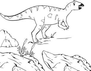 Hand drawn fukuisaurus illustration for children's picture book
