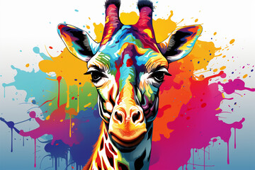 watercolor style design, design of a giraffe