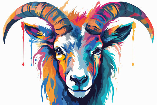 watercolor style design, design of a goat