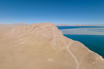 Aerial view of beautiful lake in Tibet,China