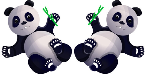 Set of cute pandas 3d, vector illustration, EPS 10 © Liliy