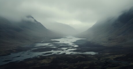 fog-shrouded mountains whispering the enigmatic tales of unseen worlds