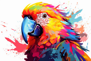 watercolor style design, design of a parrot