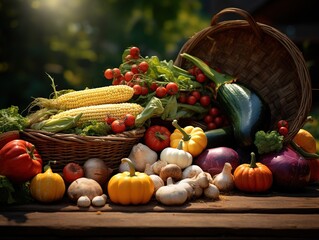 Autumn vegetables, harvest, vegetable, fall, colorful background, wallpaper, Generative AI