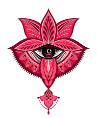 Mystic eyes.  Vector illustration with decorative symbol with eye