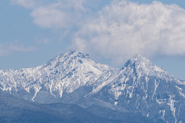 Fototapeta na wymiar 冠雪期の八ヶ岳の峰々