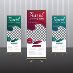 travel agency roll up banner or pull up banner template