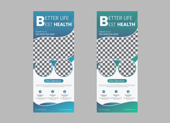 medical roll up banner stand vector creative design
