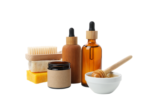 PNG, Honey cosmetics, self care products, isolated on white background