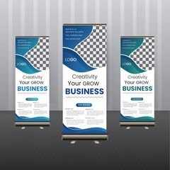 business roll up banner stand vector creative design