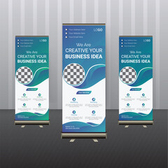 business roll up banner stand vector creative 