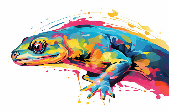 watercolor style design, design of a lizard