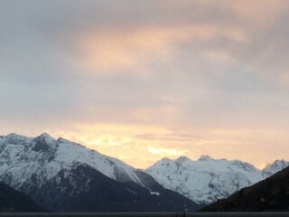 Mountain sunset blue sky snow