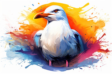 watercolor style design, design of a seagull
