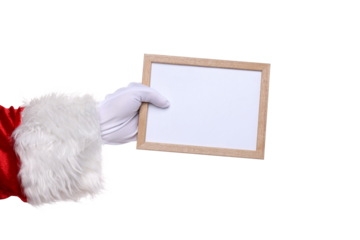 PNG, Santa's hand with photo frame, isolated on white background