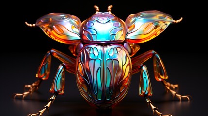 Close up of colorful insect on black background. - obrazy, fototapety, plakaty