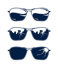 Sunglasses vector set, stylish eyeglasses fashion design elements.
