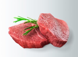 Raw fresh beef steak with herbs
