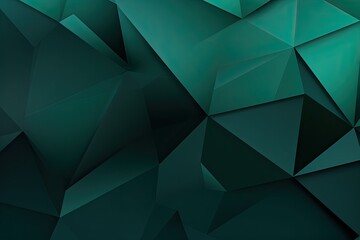 Black dark bottle green teal jade abstract background. Geometric shape. Triangle polygon line angle. Color gradient. Folded origami mosaic - Generative AI - obrazy, fototapety, plakaty