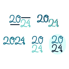 Set Of 2024 Typography Numeric