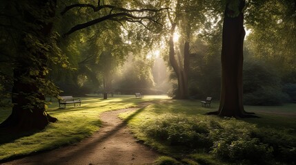 Obraz premium Beautiful watercolors of London city parks with trees.