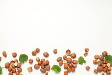 Healthy food and healthy nutrition concept, nuts - hazelnut