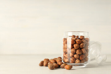 Healthy food and healthy nutrition concept, nuts - hazelnut