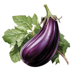eggplant . Clipart PNG image . Transparent background . Cartoon vector style . Generative AI 