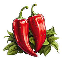 red pepper chili . Clipart PNG image . Transparent background . Cartoon vector style . Generative AI  - obrazy, fototapety, plakaty