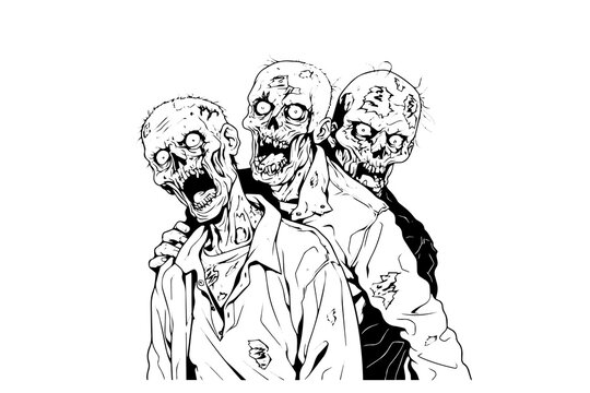 Zombie hand drawn ink sketch. Engraved style vector illustration