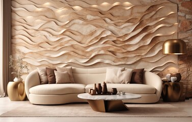 Sofa and Pillows inside Modern Living Room Interior, Architecture and Building, using Generative ai