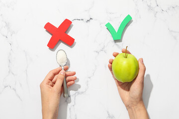 Diabetes disease concept. Rules of a healthy lifestyle.