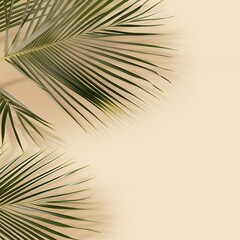 Palm leaves on beige background. Generative AI.