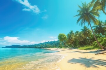 Tropical island, beach and sea. Generative AI.