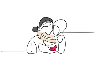 mother and son duo line art illustration