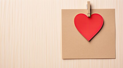 Image of blank card with hand crafted felt hearts hanging with clothespins.