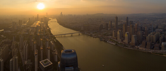 Guangzhou ,China -September 20,2023: Aerial view of landscape in Guangzhou city, China