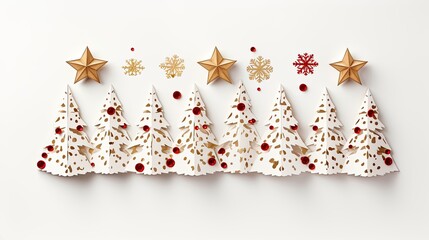 Illustration of Christmas ornaments for greeting cards isolated over white background.