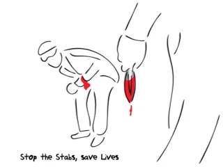 Foto op Plexiglas illustration of a person stabbing other © Rubab