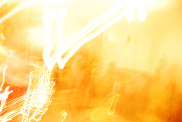 Random abstract light streaks on bright yellow color background. Beautiful surreal or abstract...