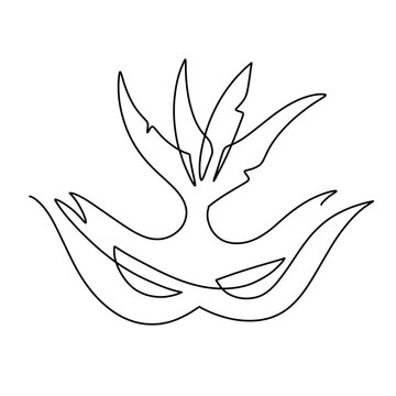 recommend clip art: Vector continuous one line carnival mask illustration