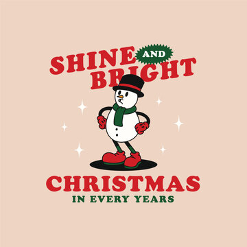 CHRISTMAS SNOWMAN RETRO MASCOT ILLUSTRATION