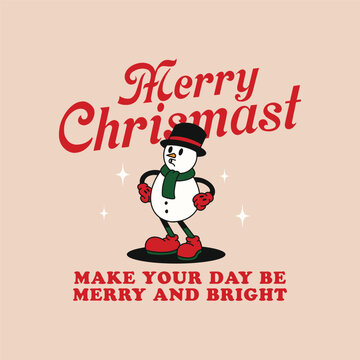 CHRISTMAS SNOWMAN RETRO MASCOT ILLUSTRATION