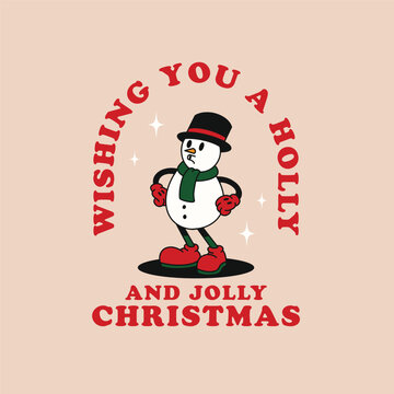 CHRISTMAS SNOWMAN RETRO MASCOT ILLUSTRATION