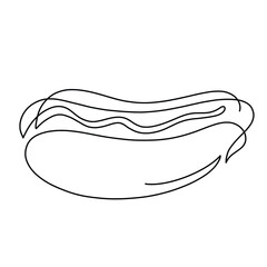 Vector continuous one line hotdog illustration