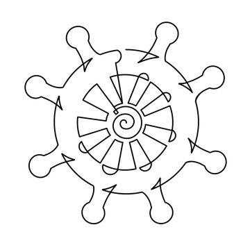 recommend clip art: Vector continuous one line ships steering wheel illustration