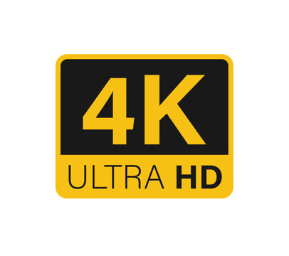 Ultra hd and 4k symbol, 4k uhd tv sign of high definition monitor display resolution standart concept on white background flat vector illustration.