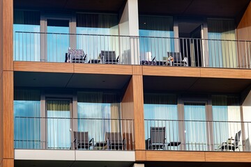 detail of a balcony and window of an modern building